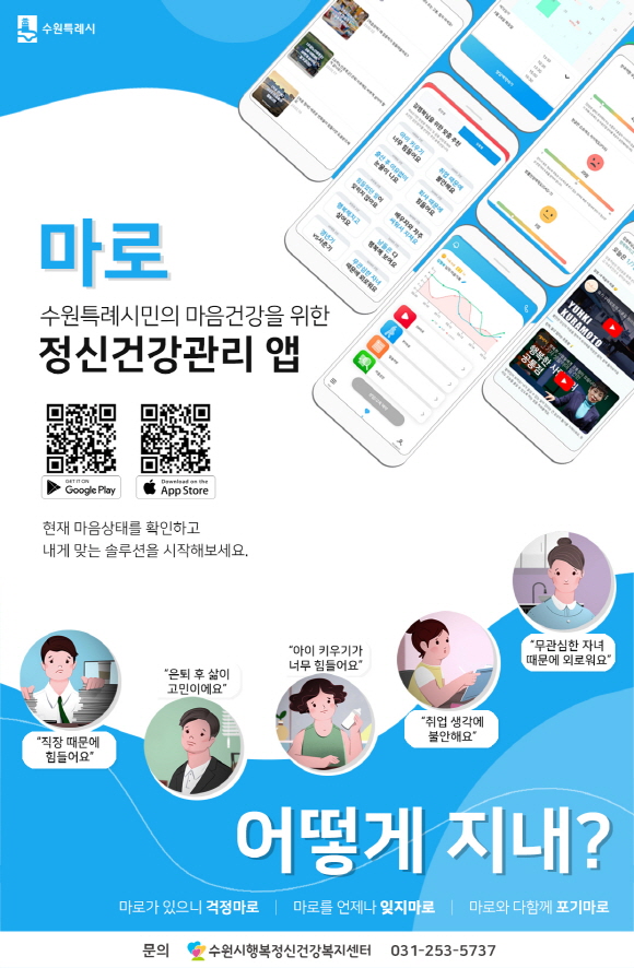 사진) 수원시 정신건강관리 앱 ‘마로앱’ 홍보 포스터.ⓒ경기타임스