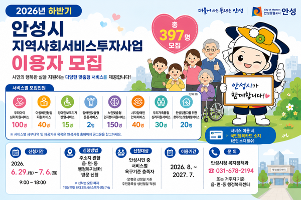 안성시 2026년 하반기 지역사회서비스투자사업 시행ⓒ경기타임스